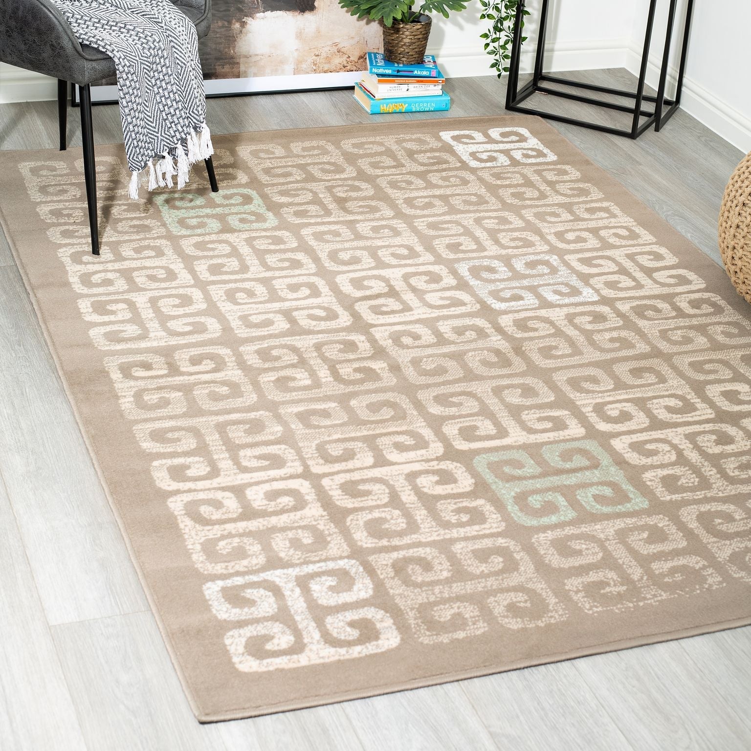 Grey Contemporary Deco Tiles Rug