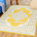 Mustard Contemporary Faded Oriental Kashan Rug