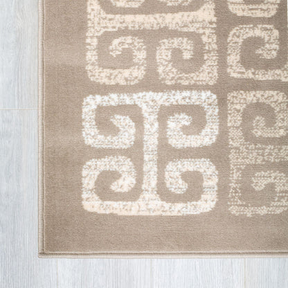 Beige Contemporary Deco Tiles Rug - Texas - Bargainia.com