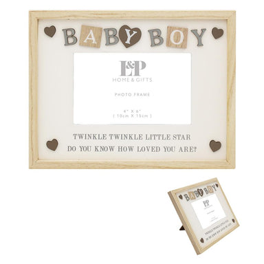 Baby Boy Sentiments Wooden Photo Frame - 4 x 6"-5.01079E+12-Bargainia.com