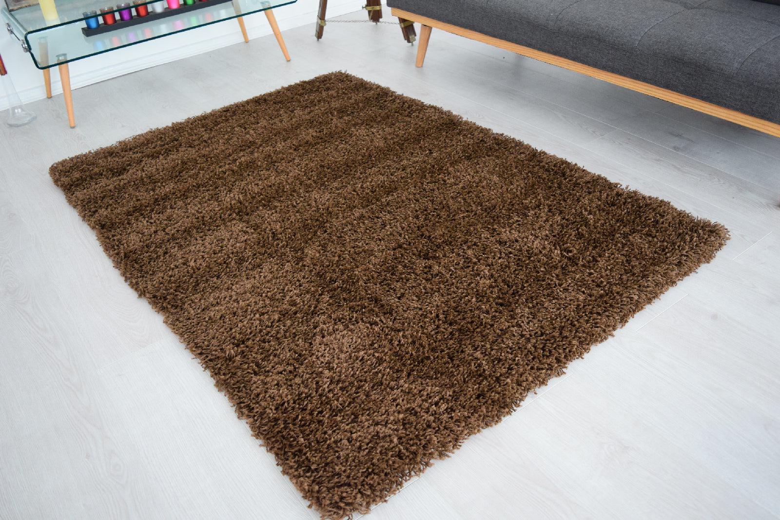 Brown Plain Shaggy Rug - California-Bargainia.com