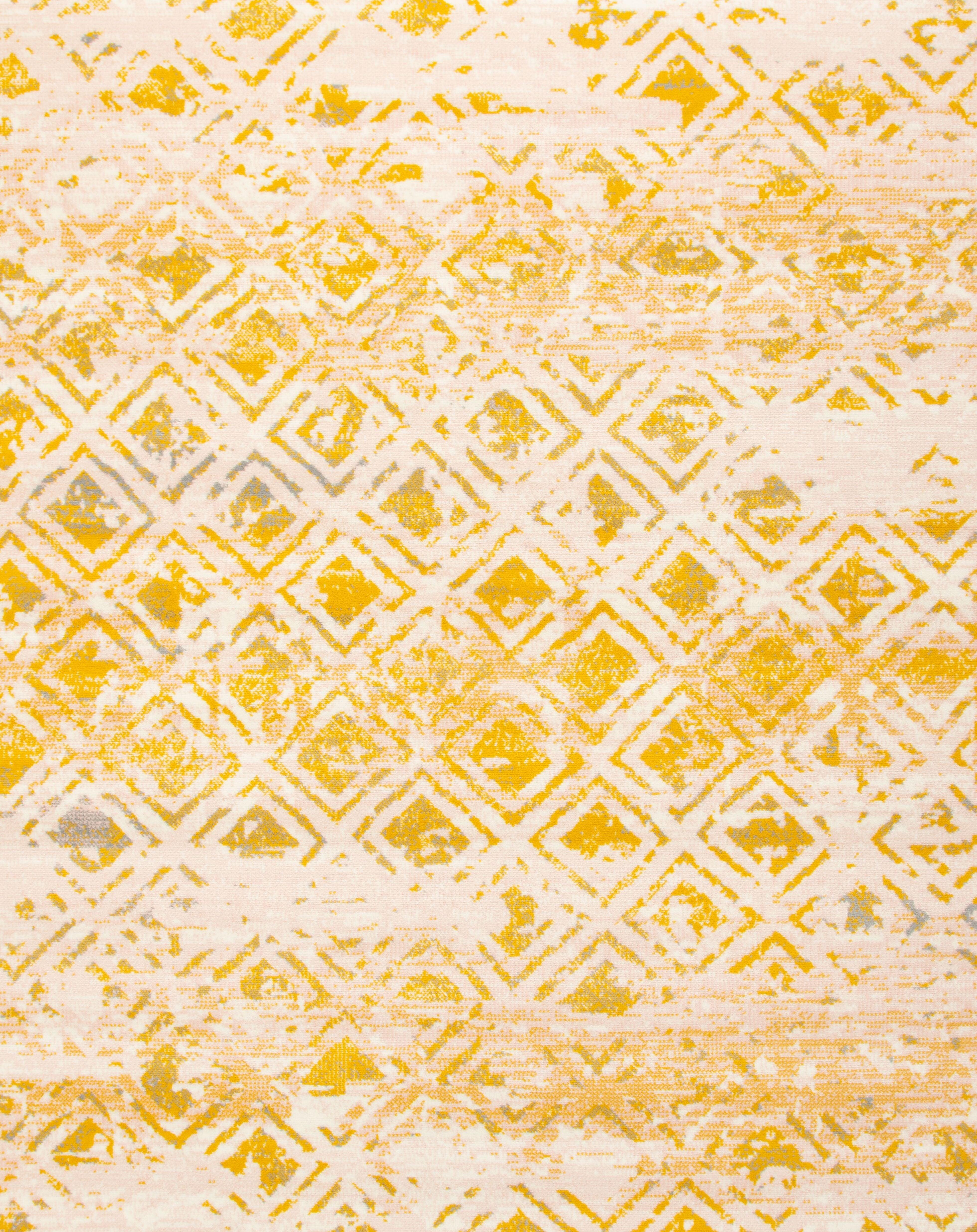 Mustard Contemporary Faded Rhombus Design Rug - Texas - Bargainia.com