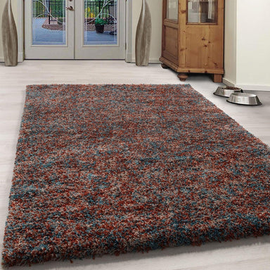 Terracotta/Teal Mixed Shaggy Rug | Enjoy | bargainia.com-Bargainia.com