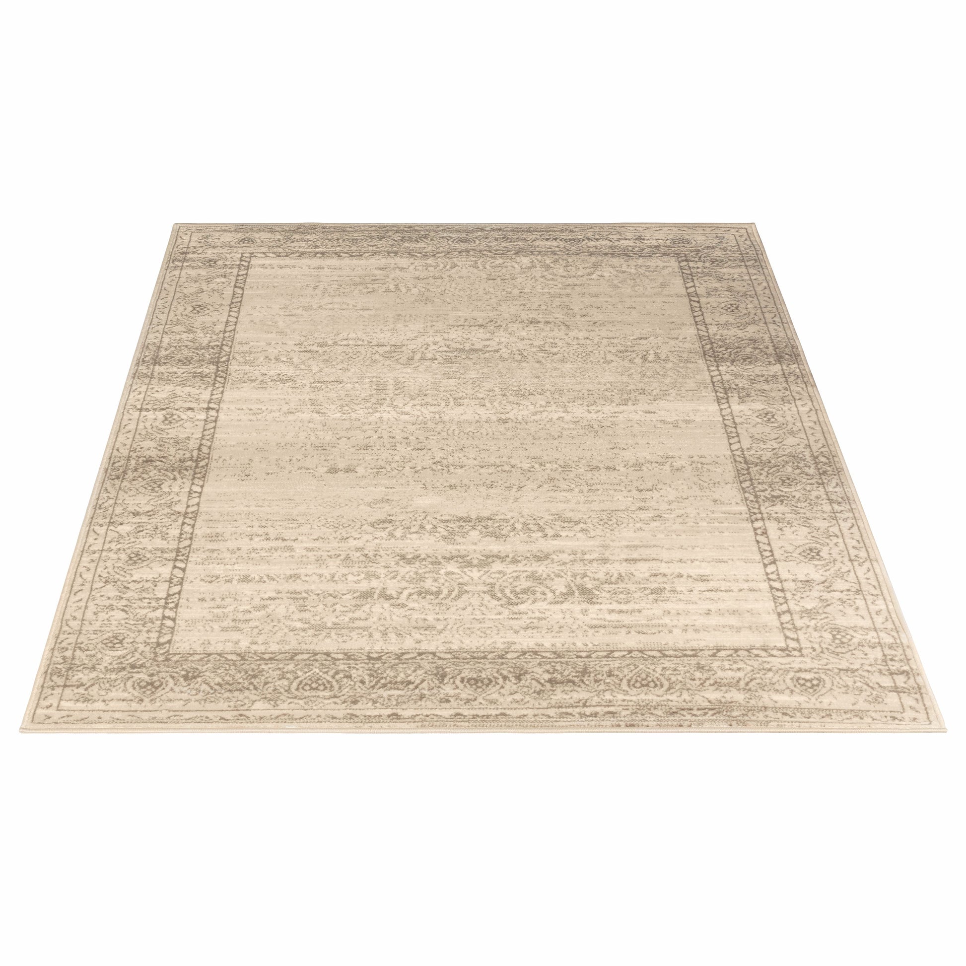 Cream Contemporary Faded Oriental Motifs Rug - Texas - Bargainia.com