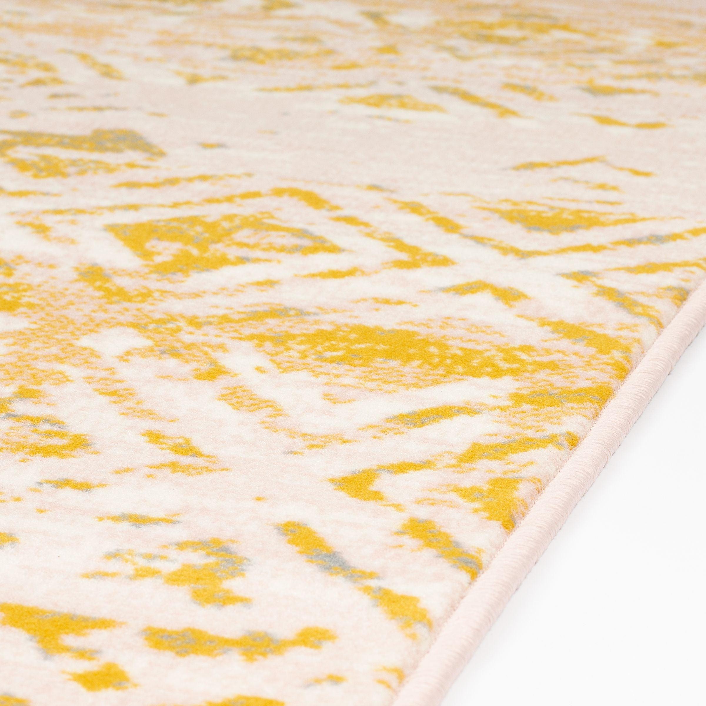 Mustard Contemporary Faded Rhombus Design Rug - Texas - Bargainia.com