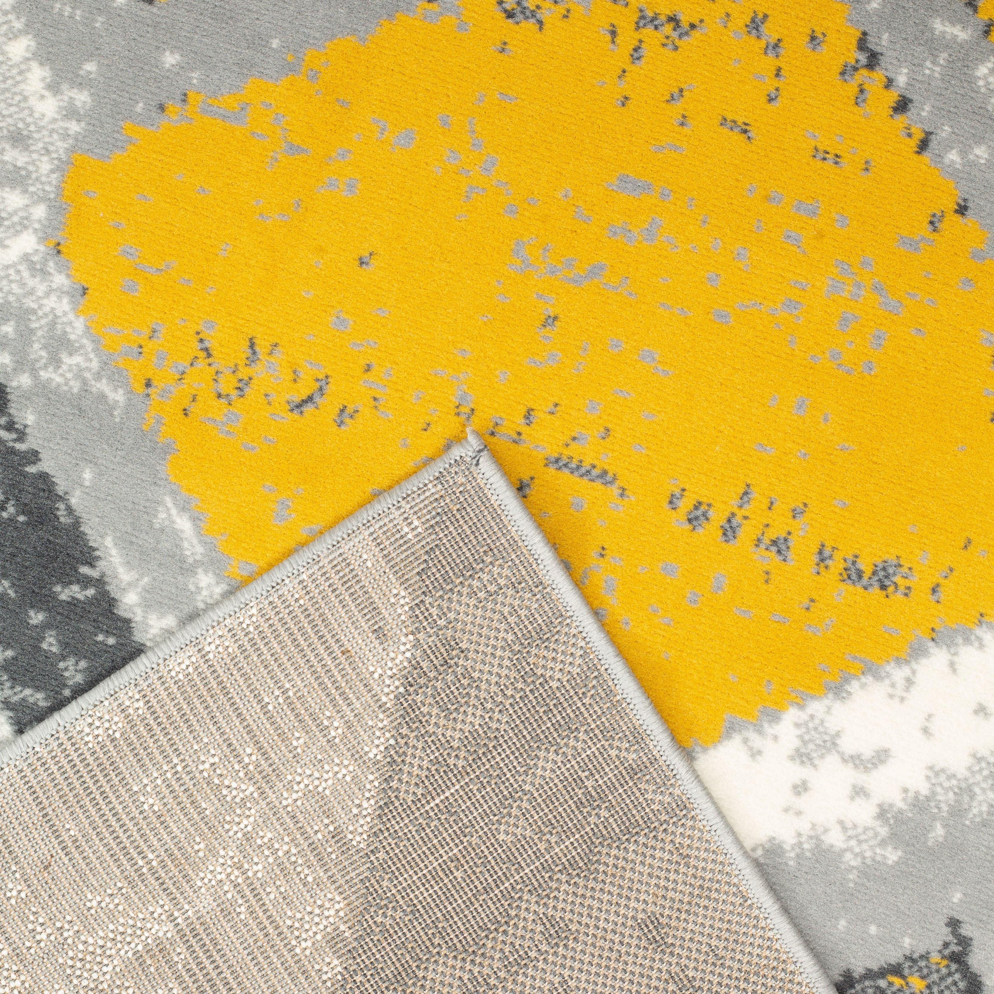 Mustard/Grey Contemporary Geometry Rhombus Design Rug - Texas - Bargainia.com