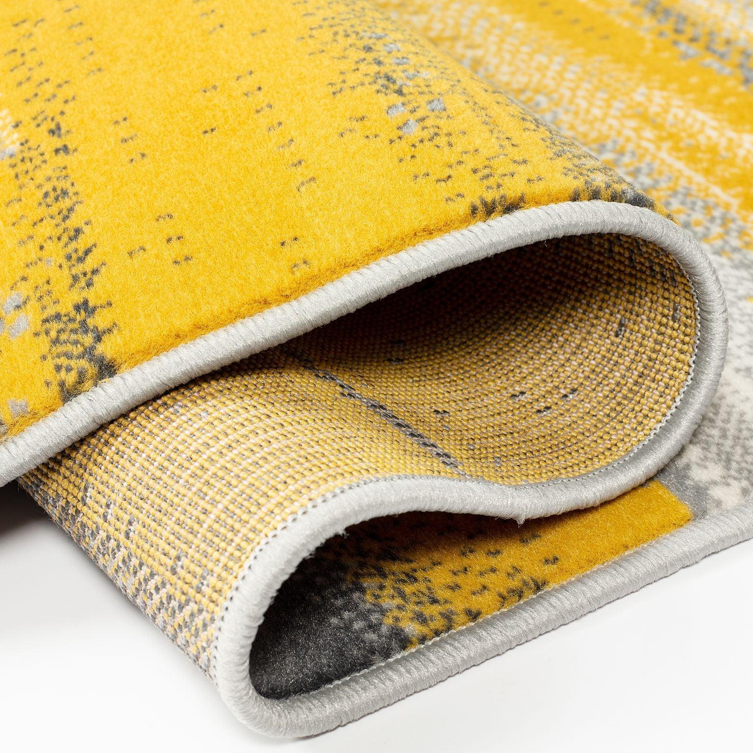 Mustard/Grey Contemporary Abstract Design Rug - Texas - Bargainia.com