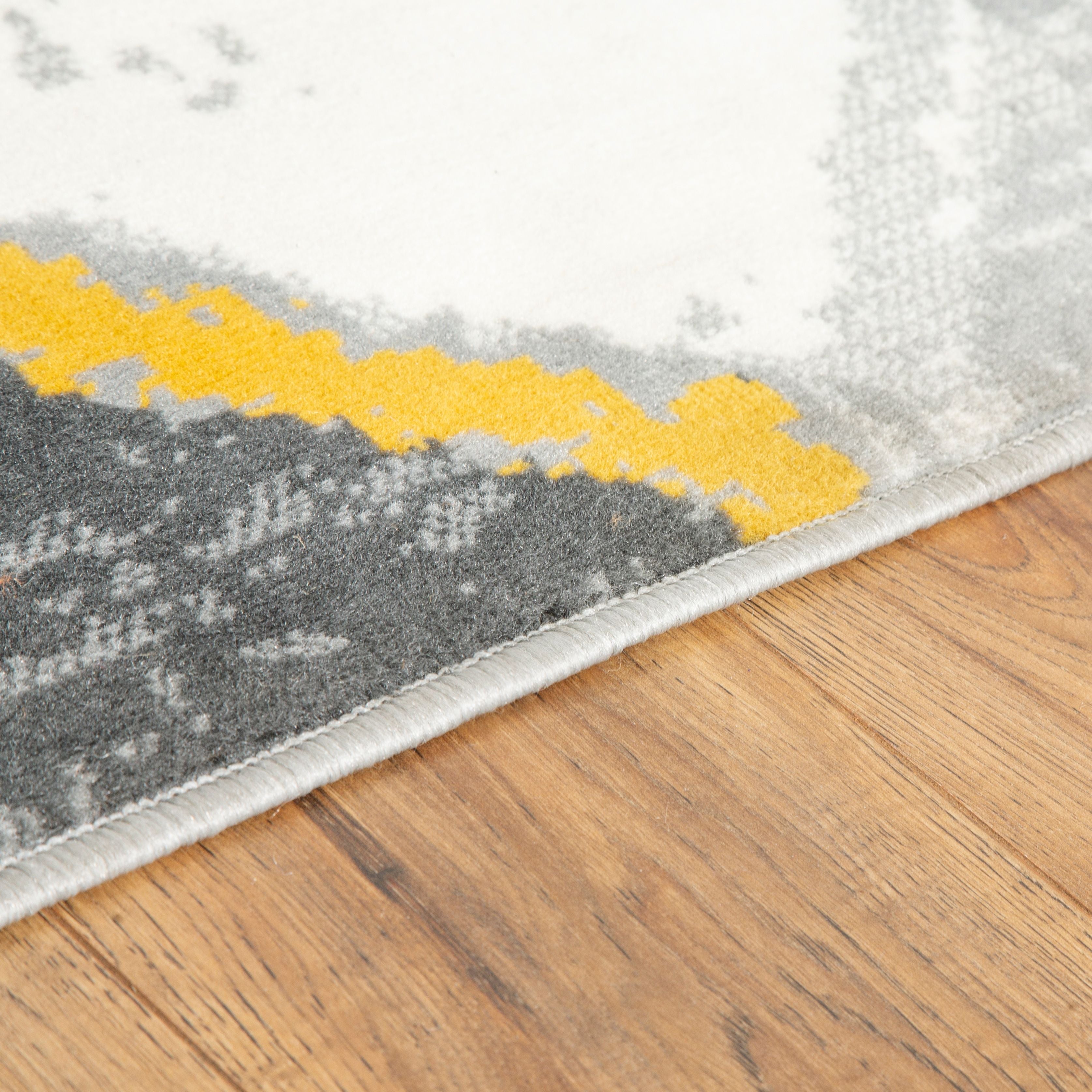 Mustard/Grey Contemporary Geometry Rhombus Design Rug - Texas - Bargainia.com