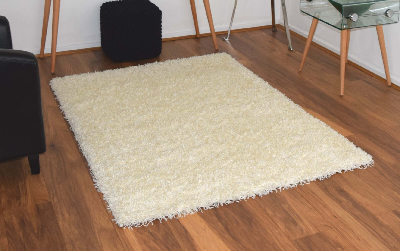 Cream Thick Shaggy Rug - California