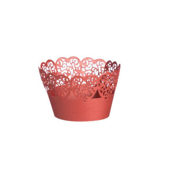 Cupcake Decorative Wraps Red Heart - Set Of 10-5060021843845-Bargainia.com