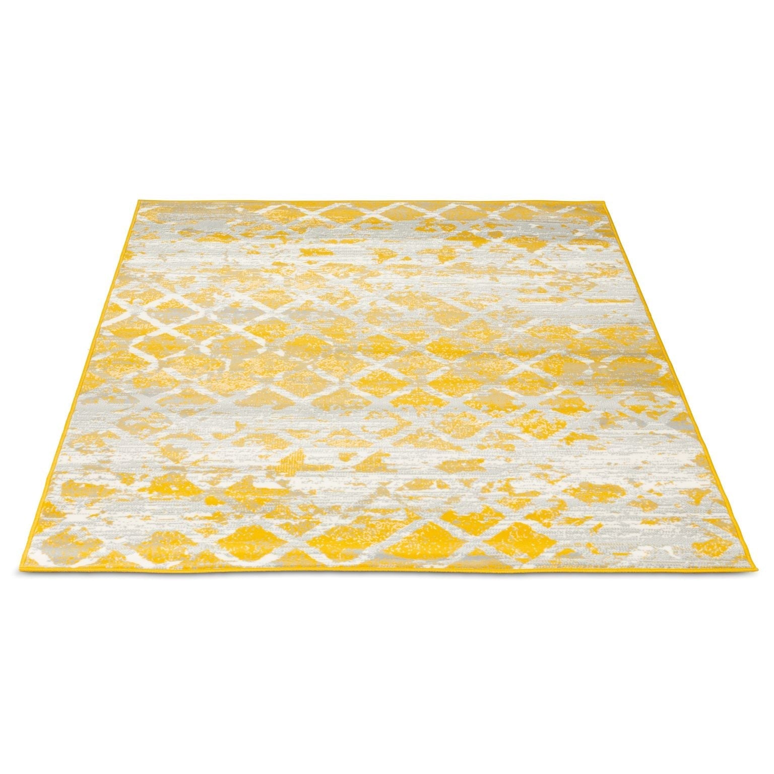 Mustard Contemporary Faded Tiles Design Rug  - Texas - Bargainia.com