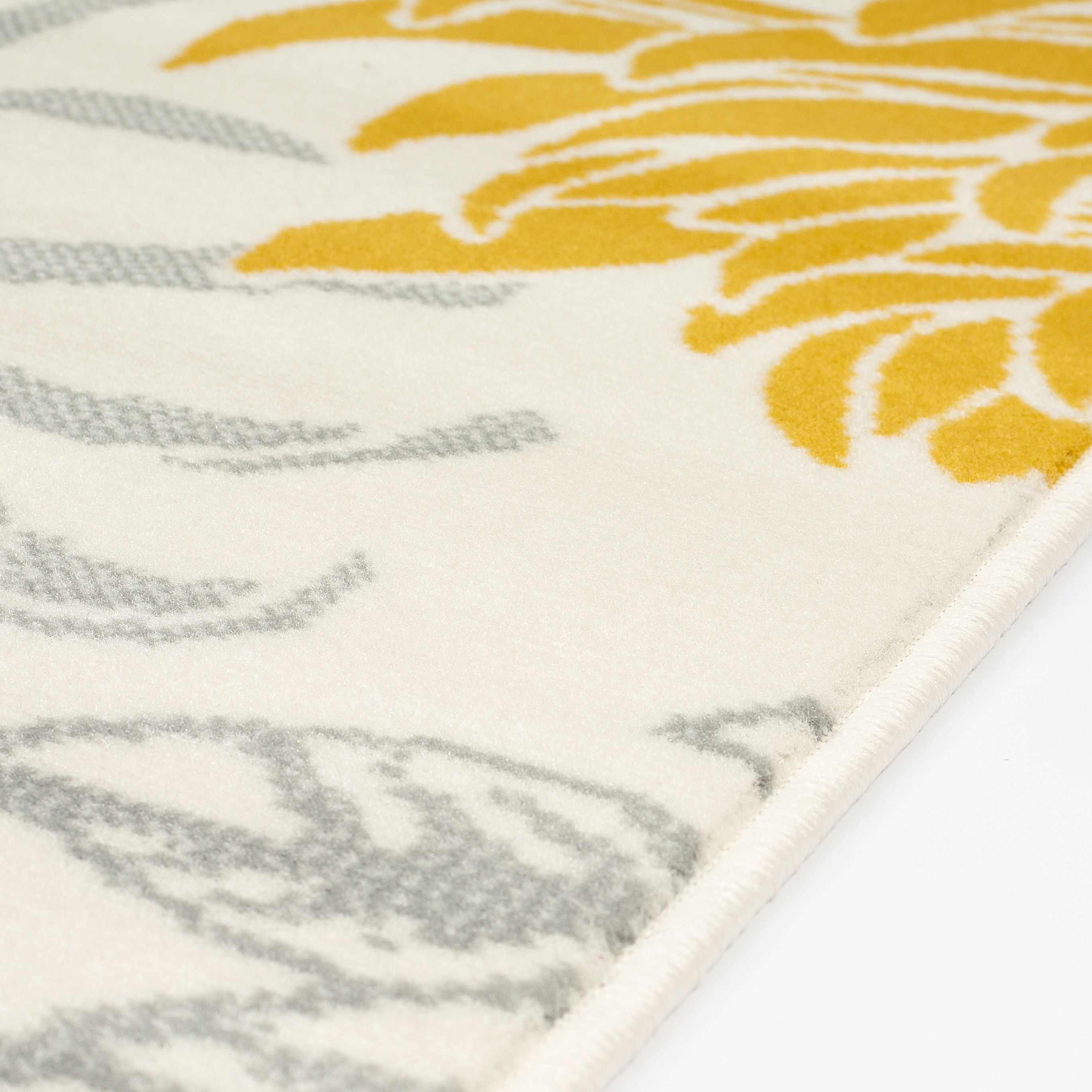 Mustard/Grey Contemporary Peony Flower Design Rug - Texas - Bargainia.com