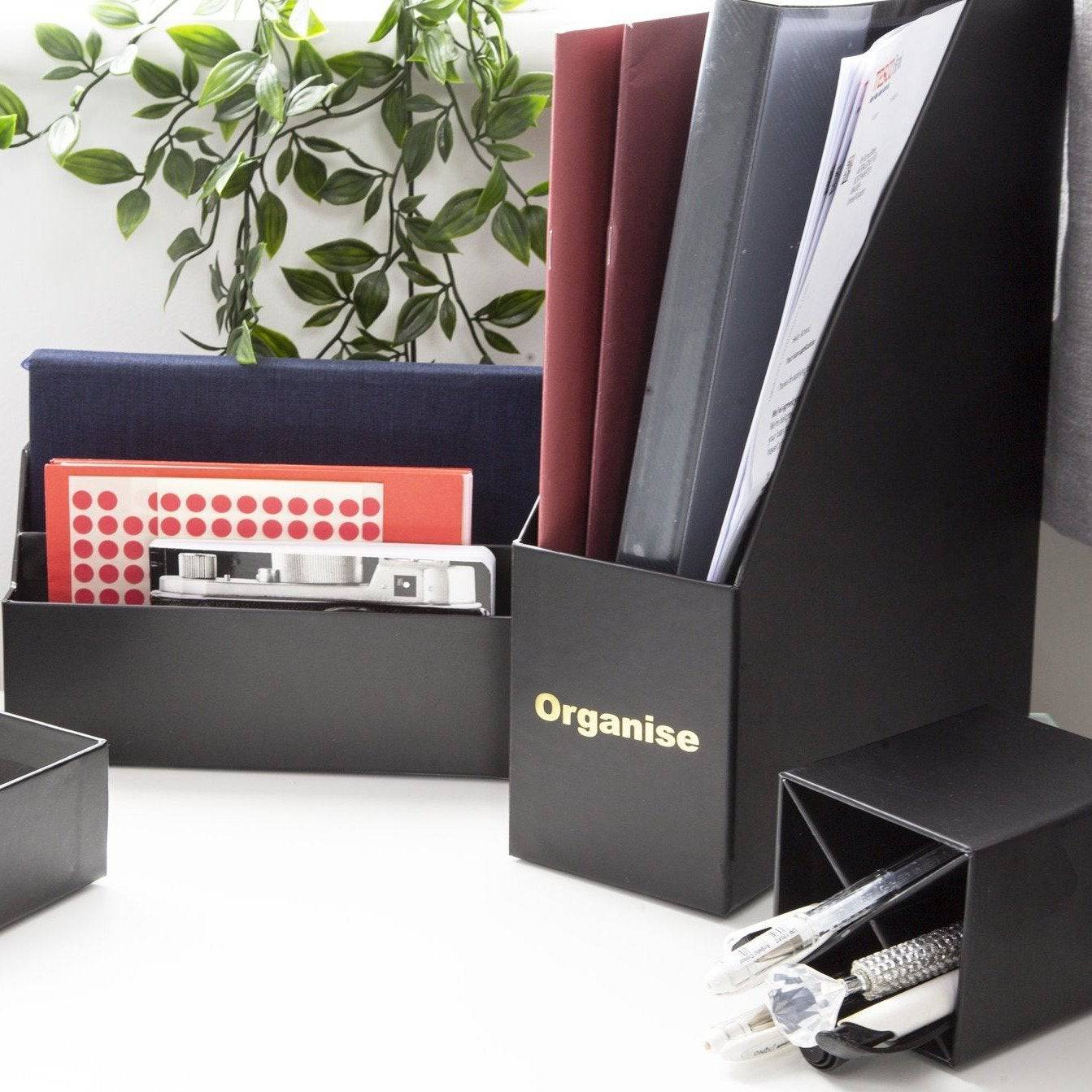 Desk Organiser Set - Black - 4 Pcs 8718964077465 only5pounds-com