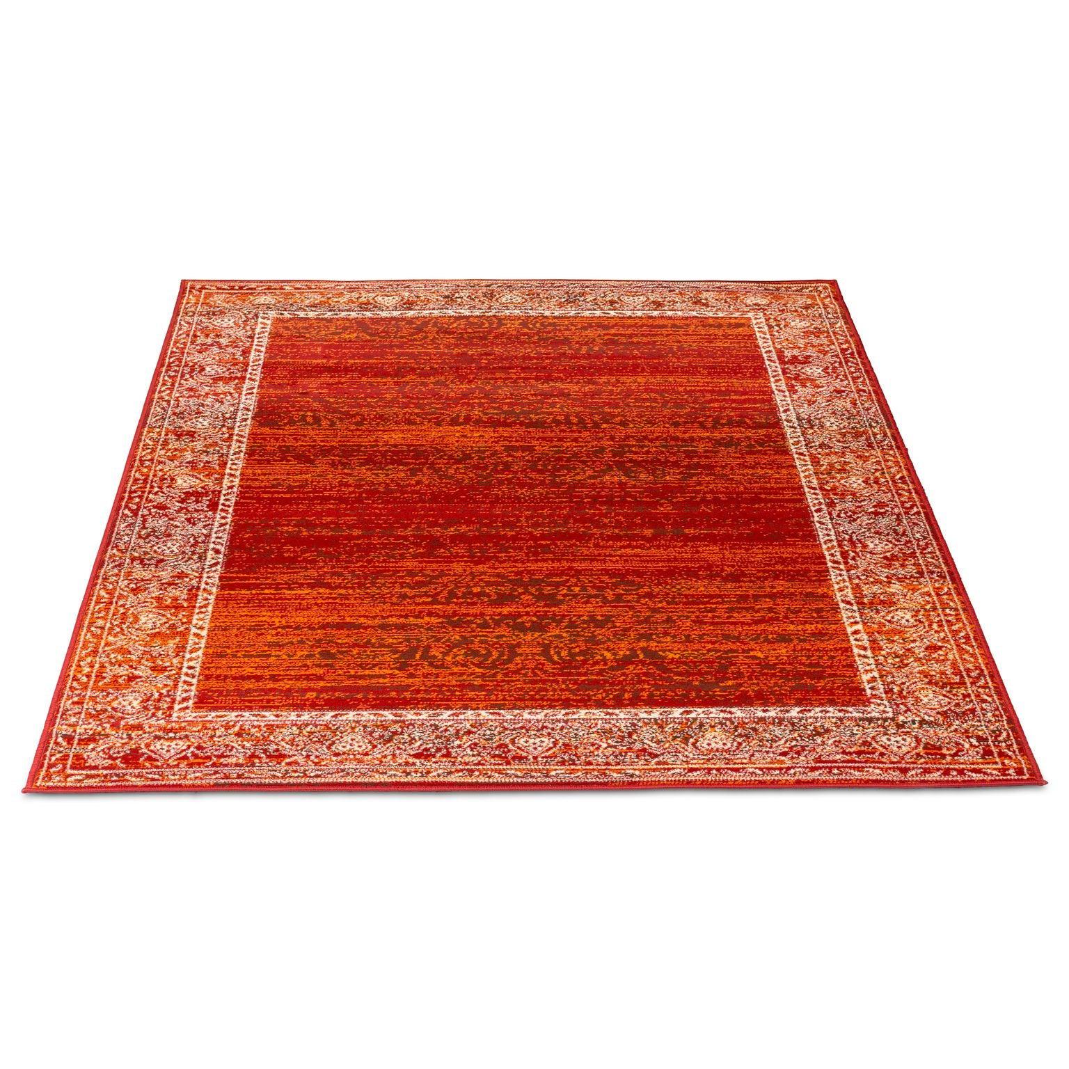 Red Contemporary Faded Oriental Motifs Rug - Texas - Bargainia.com