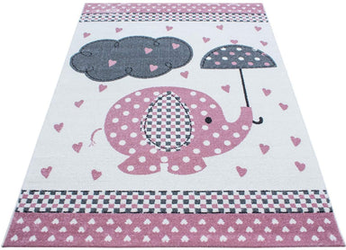 Pink Baby Elephant Rug | Kids Bedroom Rug | bargainia.com-Bargainia.com