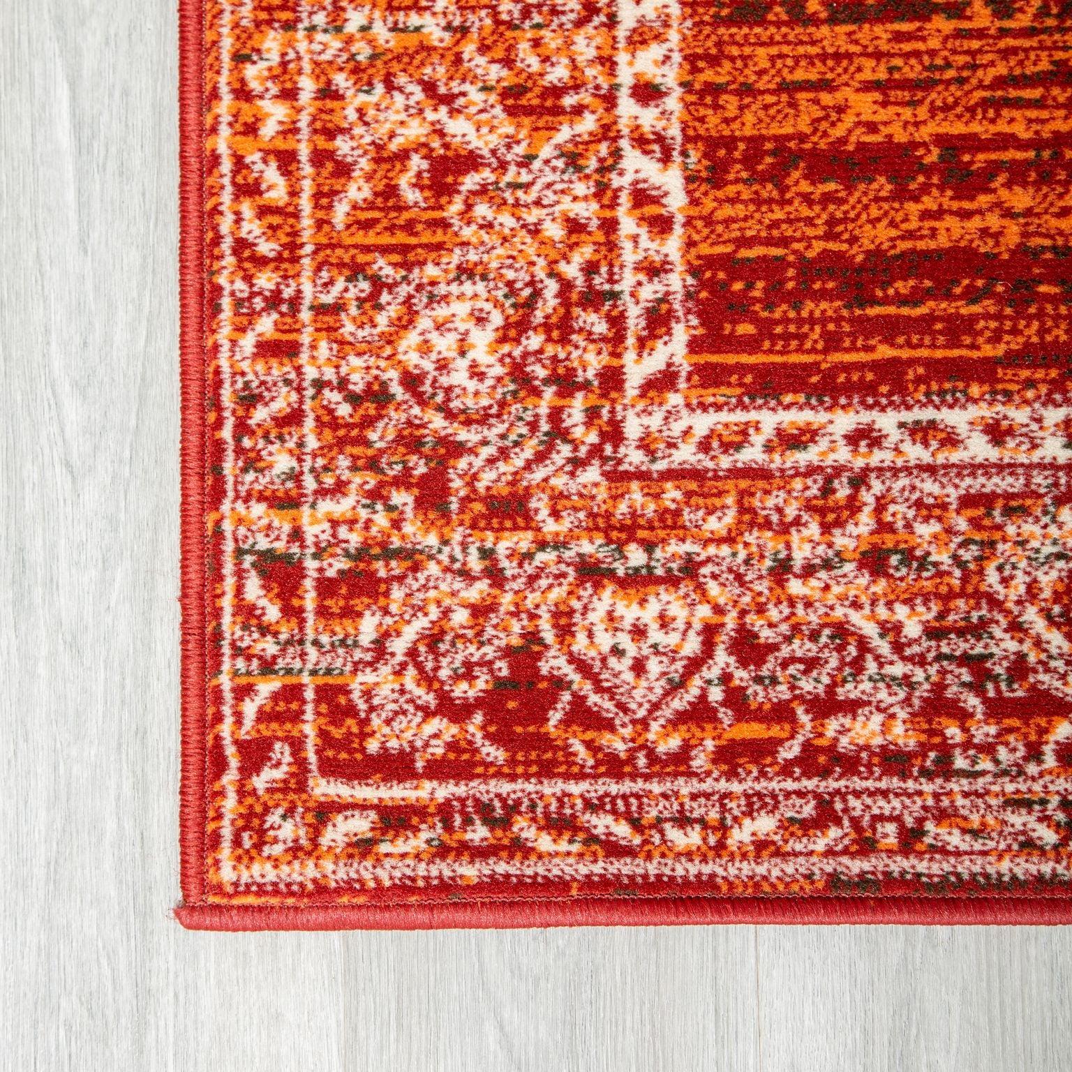 Red Contemporary Faded Oriental Motifs Rug - Texas - Bargainia.com