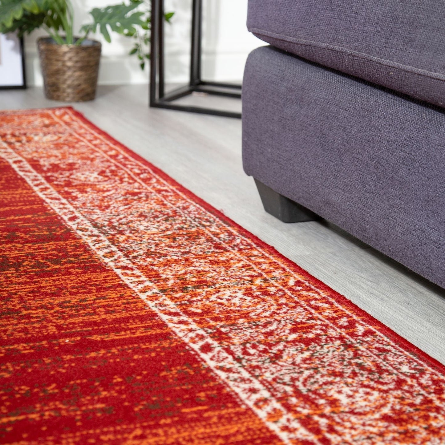 Red Contemporary Faded Oriental Motifs Rug - Texas - Bargainia.com