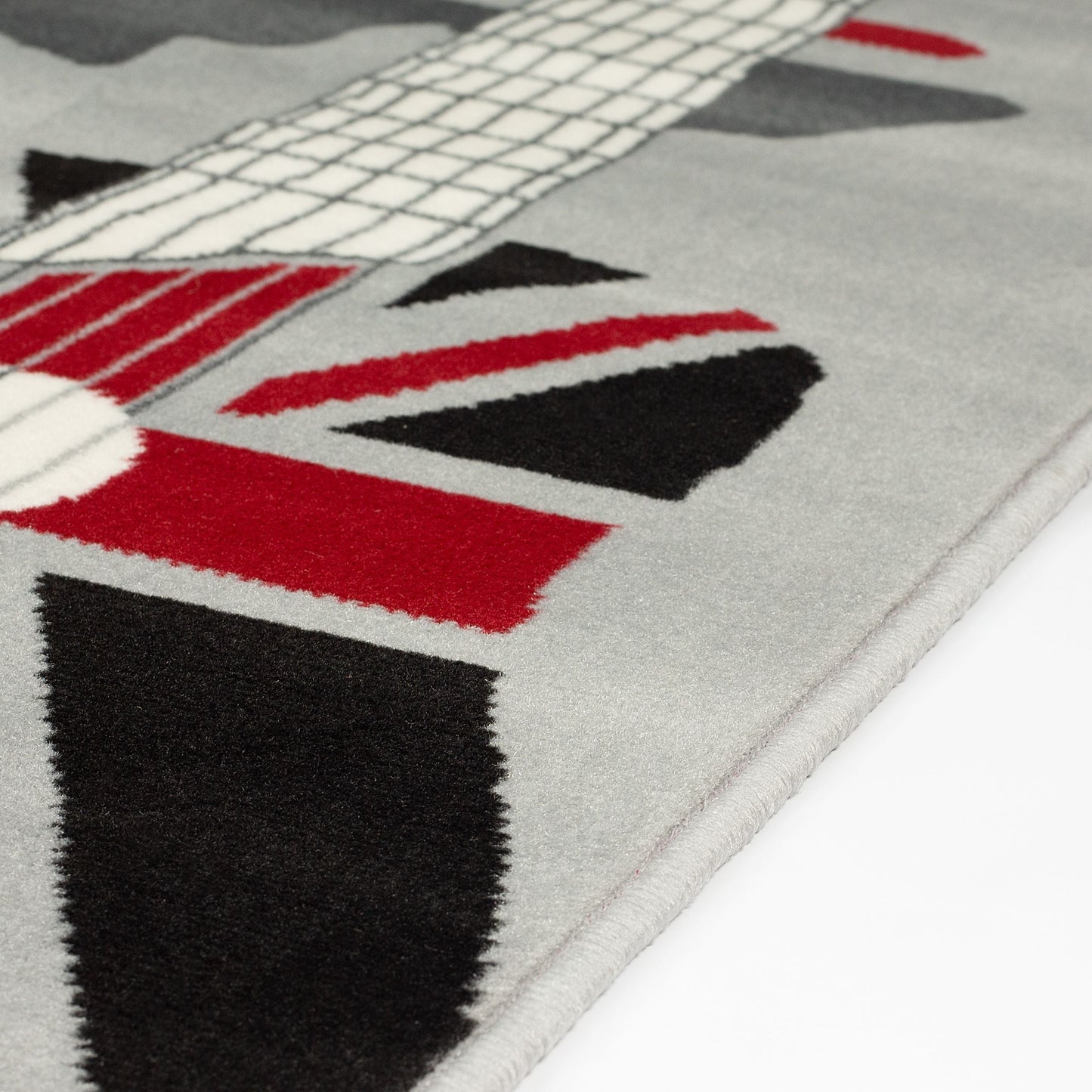 Grey Funky Union Jack Singer Print Rug - Texas - Bargainia.com