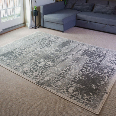 Grey Floral Rug