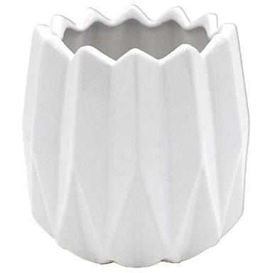 Geometric White Plant Pot - 13cm 5010792478647 only5pounds-com