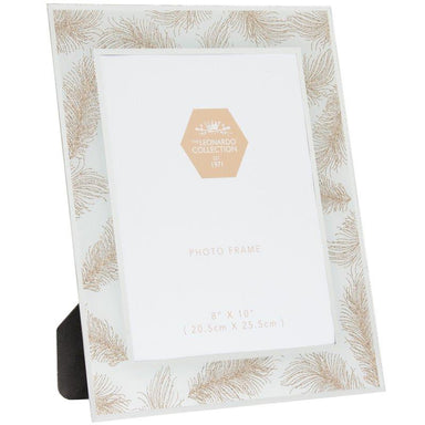 Glass Rose Gold Glitter Feathers Frame - 8 x 10"-5010792444277-Bargainia.com