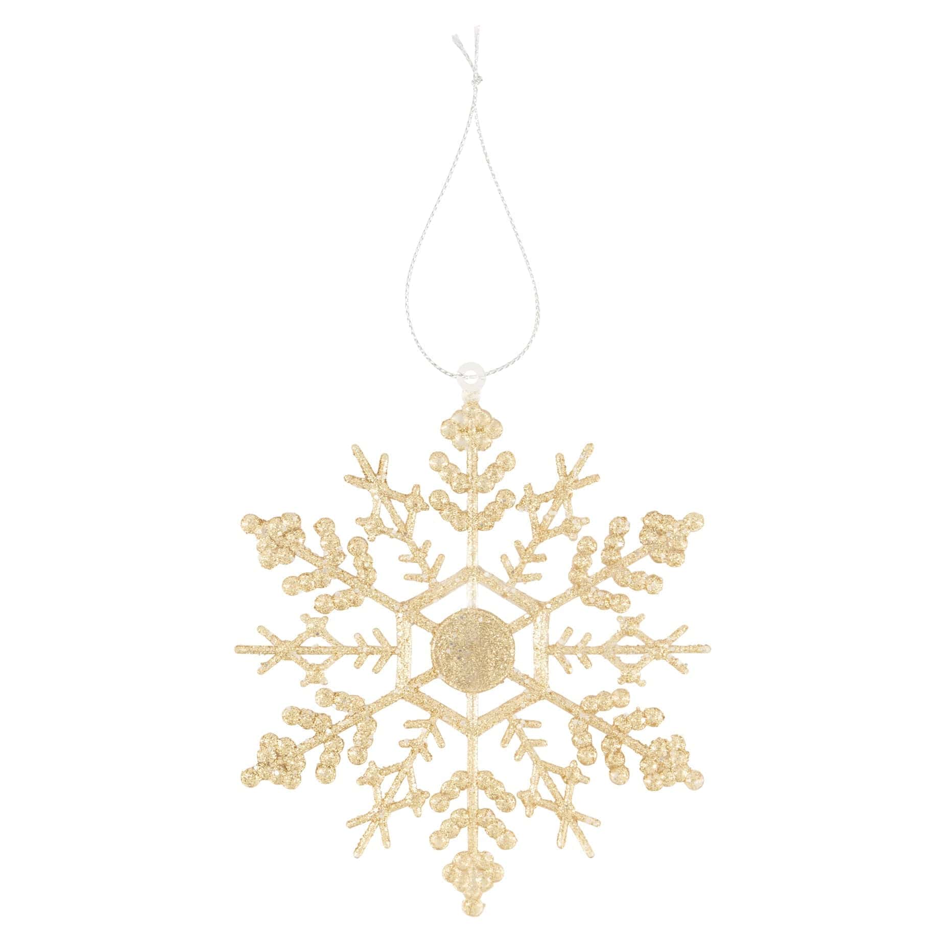 Gold Decorative Snowflakes - Set of 6-4042026055653-Bargainia.com