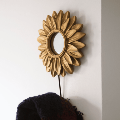 Gold Sunflower Mirror With Hook - 21 cm 8718658351345 only5pounds-com