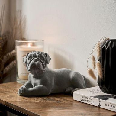 Pug Figurine - Grey Velvet - Lying-5010792476544-Bargainia.com