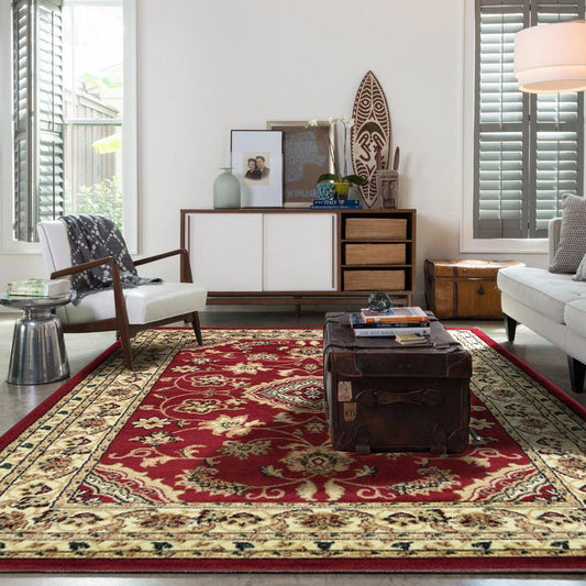 Indiana Floral Red Traditional Rug | bargiania.com | Traditional Rugs-Bargainia.com