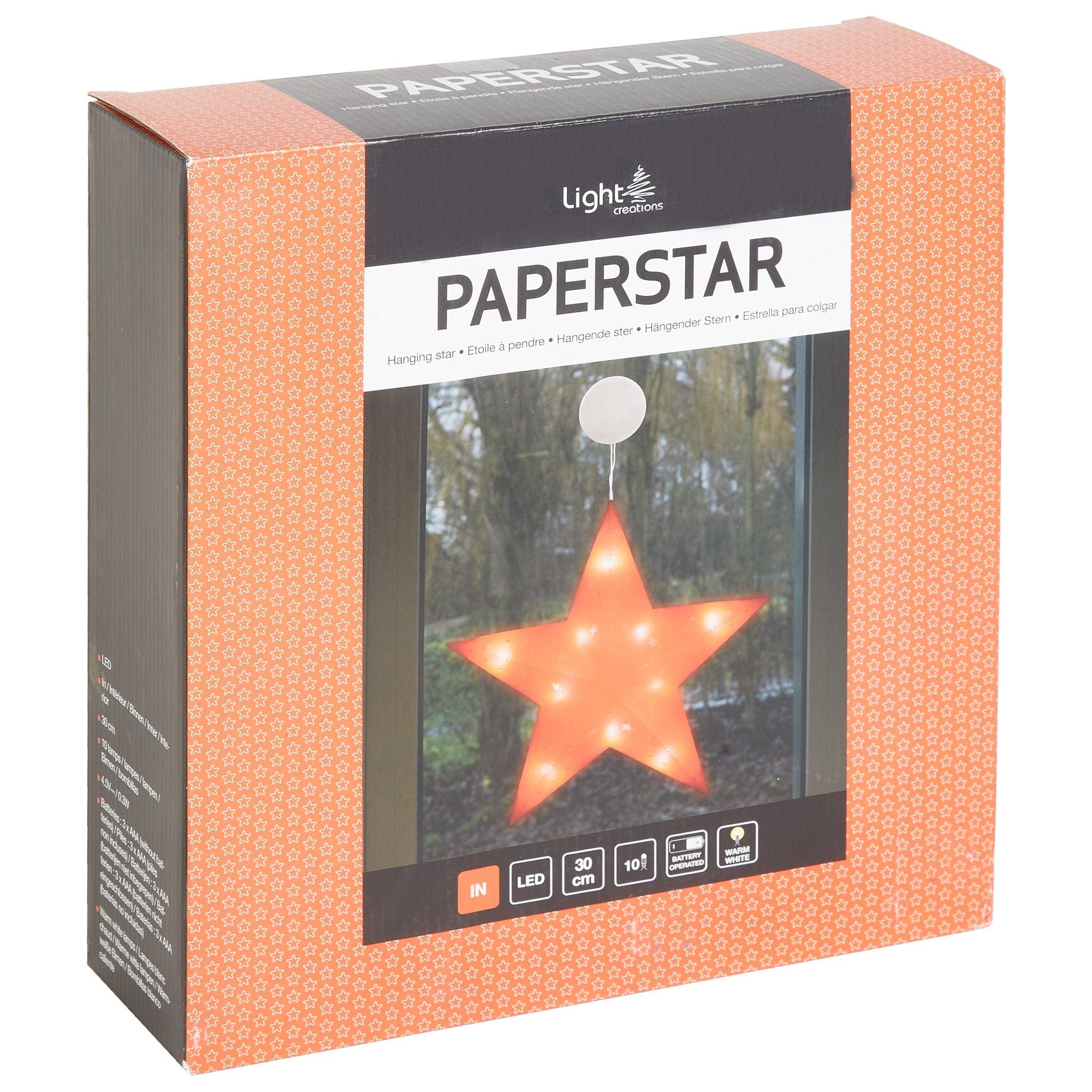 Light-Up Hanging Paper Star - Red - 30cm 5420046524325 only5pounds-com