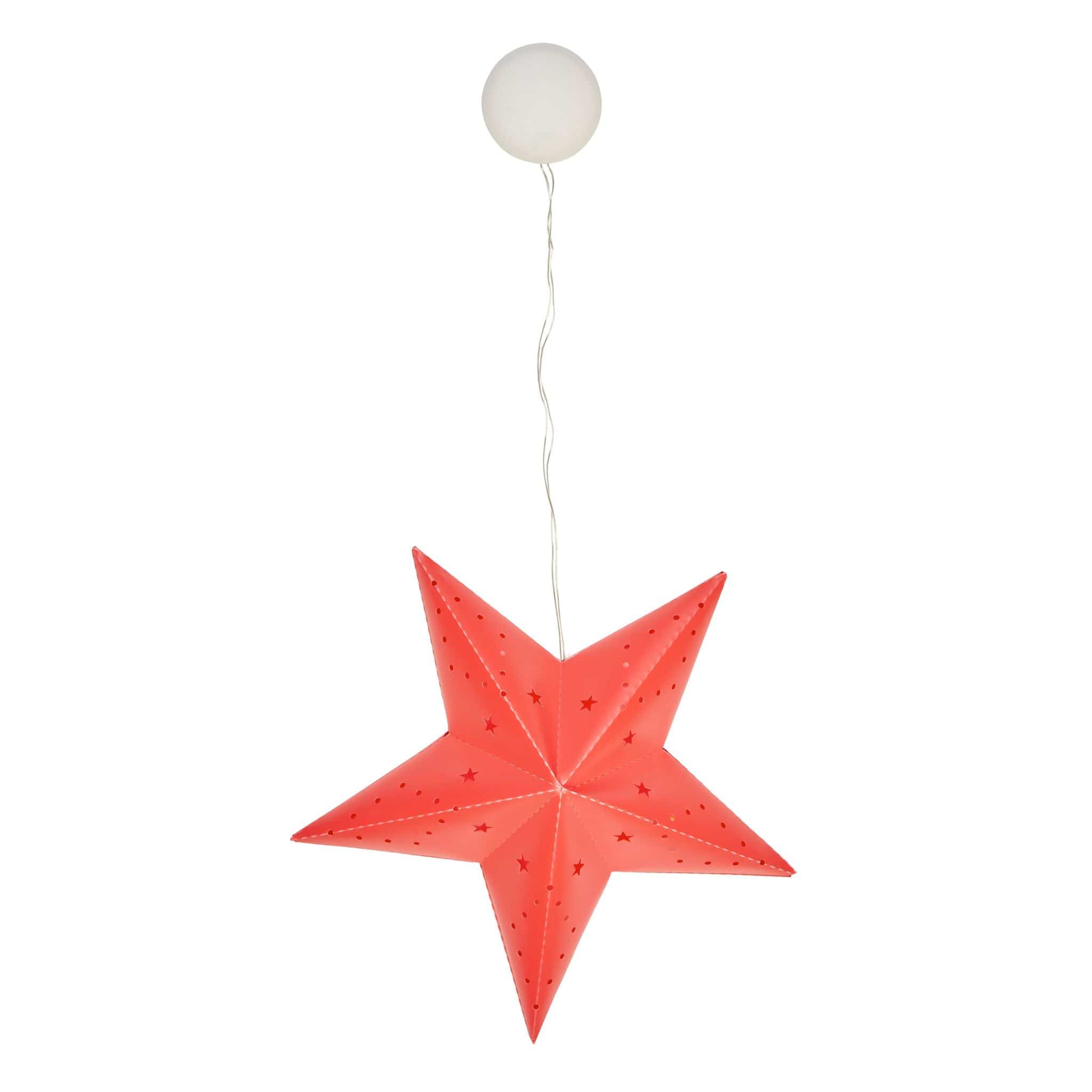 Light-Up Hanging Paper Star - Red - 30cm 5420046524325 only5pounds-com