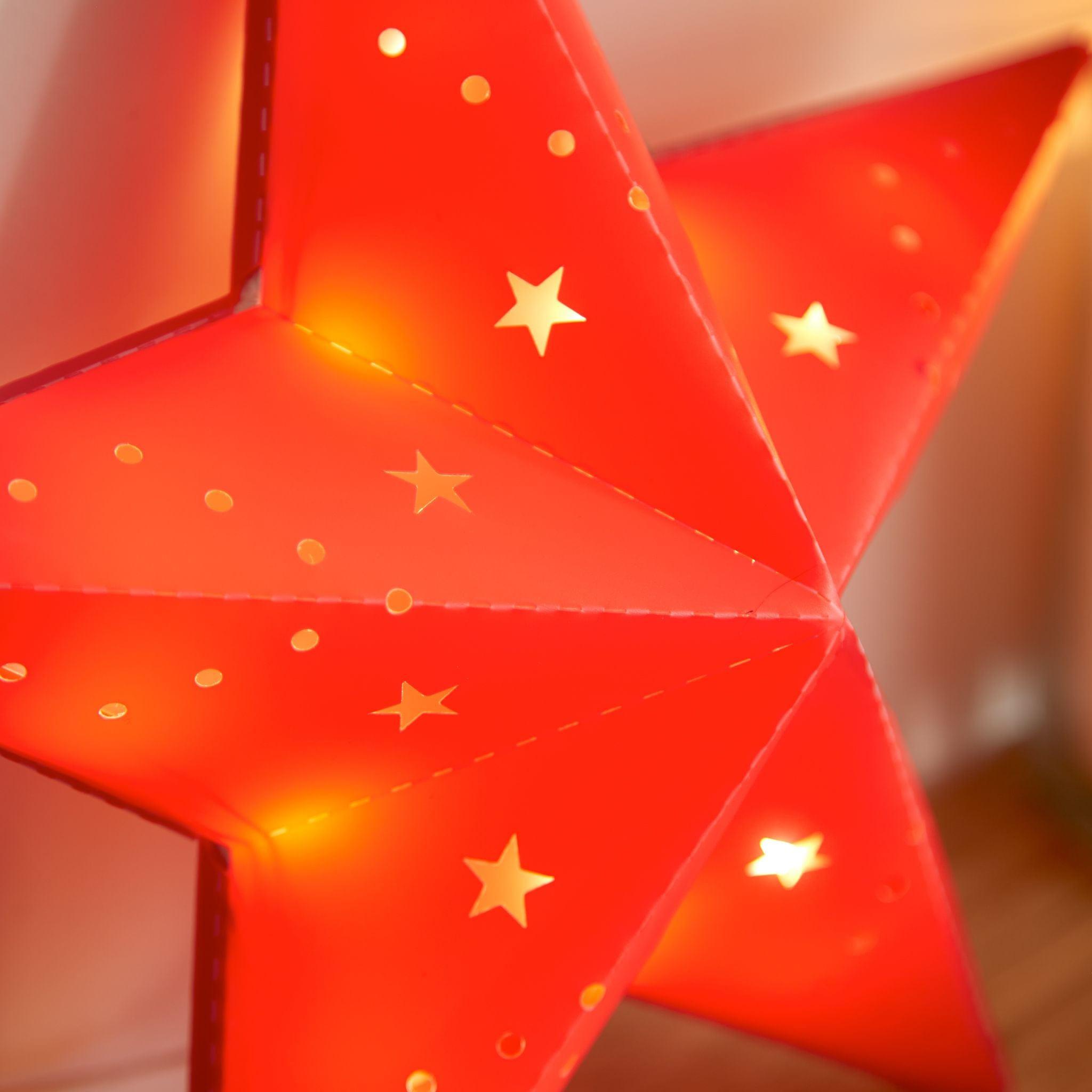 Light-Up Hanging Paper Star - Red - 30cm 5420046524325 only5pounds-com