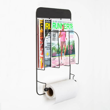 Magazine Rack With Roll Holder - Black-8.71823E+12-Bargainia.com