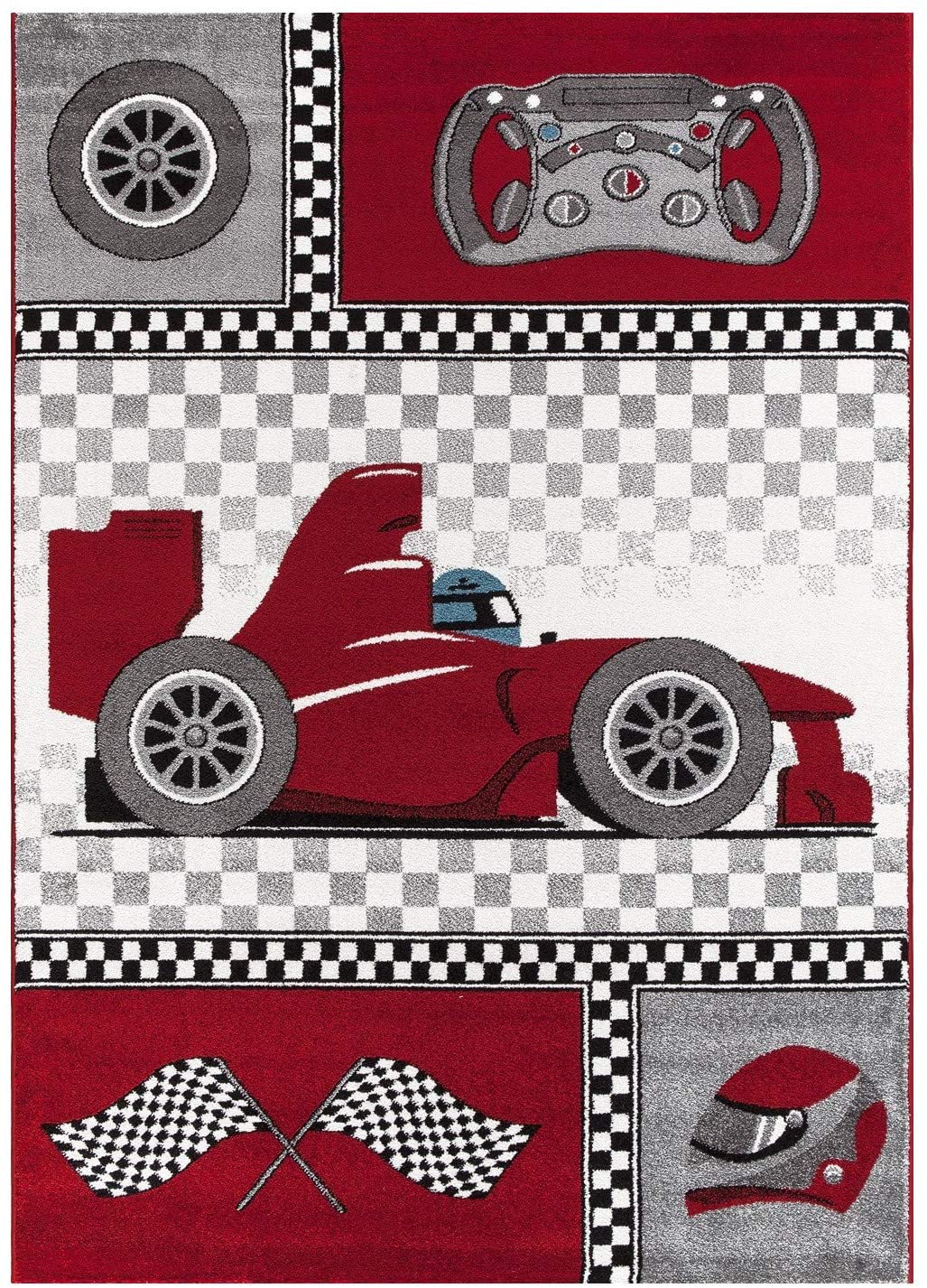 Red Racing Car Rug | Kids Bedroom Rug | bargainia.com-Bargainia.com