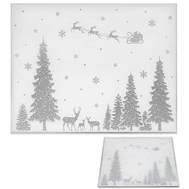 Silver Glitter Christmas Glass Placemats - Set of 2 5010792522098 only5pounds-com