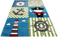 Blue and Green Sailor Print Rug | Kids Bedroom Rug | bargainia.com-Bargainia.com