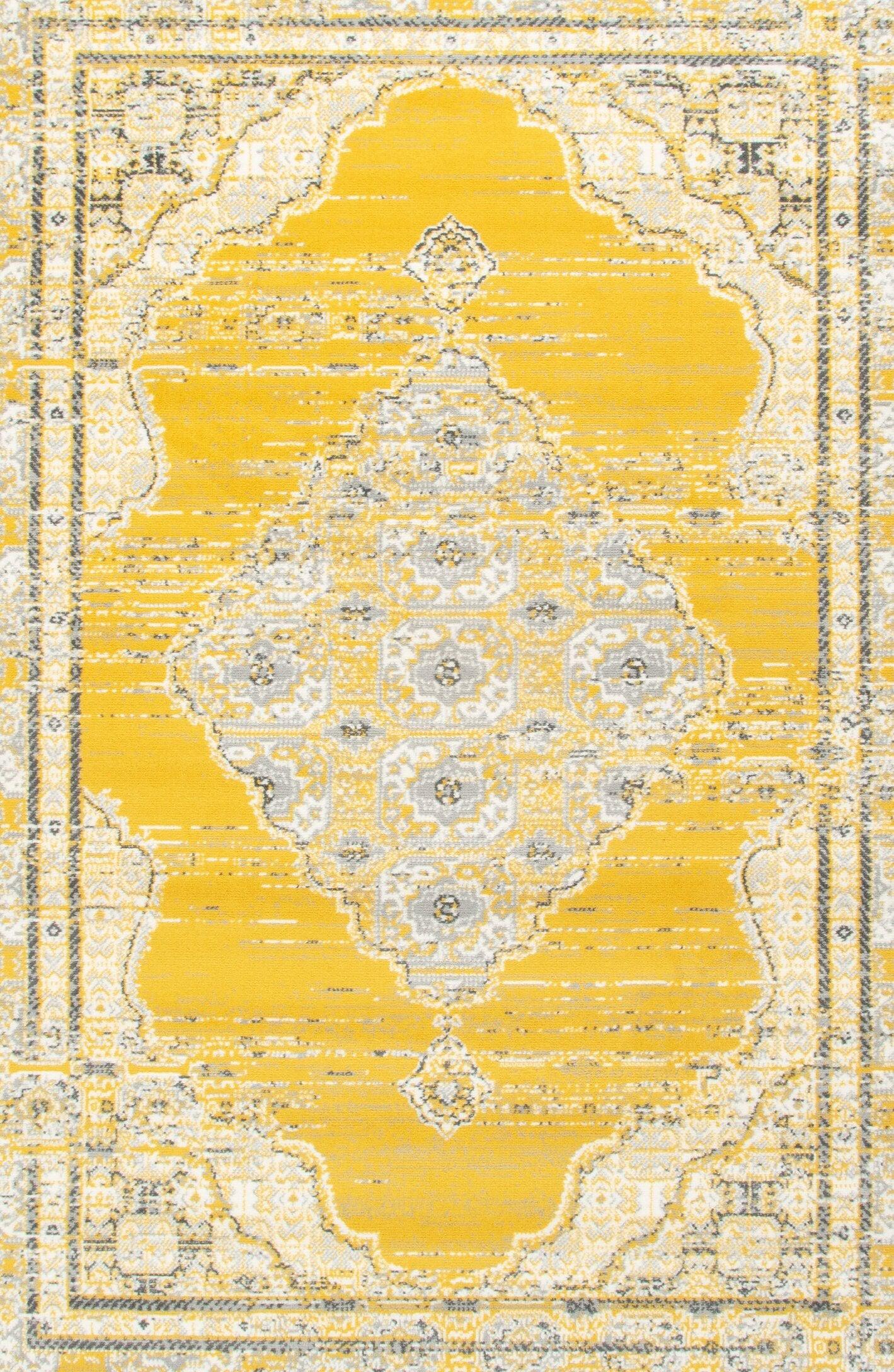 Mustard Contemporary Faded Oriental Kashan Rug - Texas - Bargainia.com