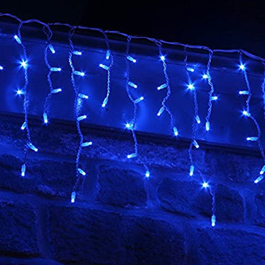 LED Snowing Icicle Indoor & Outdoor Christmas Fairy Lights with White Cable (180) - Blue & White-8800228216243-Bargainia.com