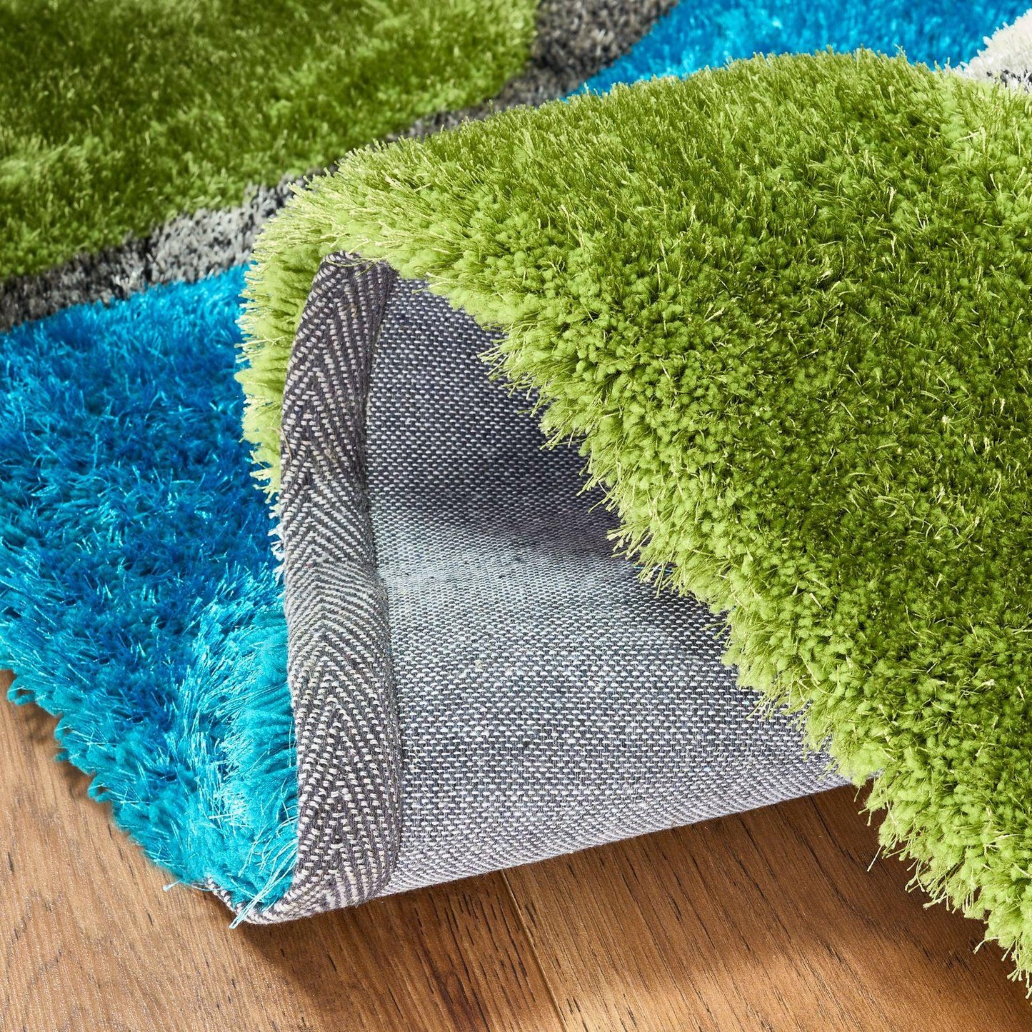 Blue and Green 3D Pebbles Shaggy Rug - Hawaii-Bargainia.com