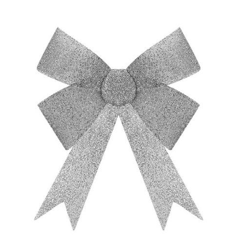 Silver Glitter Tinsel Bow - 37 x 49 x 13cm 5050565313423