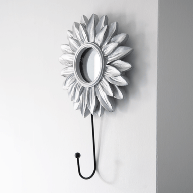 Silver Sunflower Mirror With Hook - 21 cm 8718658351345 only5pounds-com