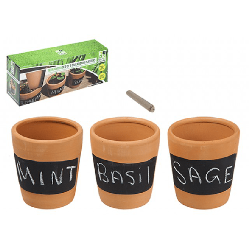 Terracotta Chalkboard Herb Planters - Set of 3-5050565302632-Bargainia.com