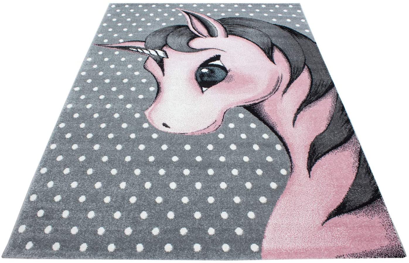 Pink and Grey Unicorn Rug | Kids Bedroom Rug | bargainia.com-Bargainia.com