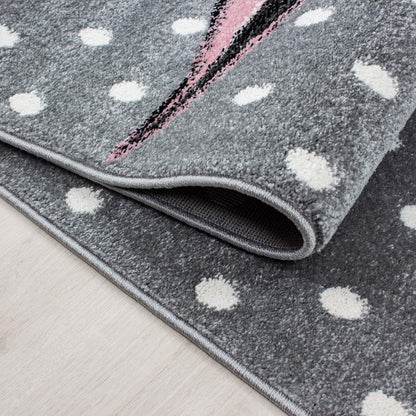 Pink and Grey Unicorn Rug | Kids Bedroom Rug | bargainia.com-Bargainia.com