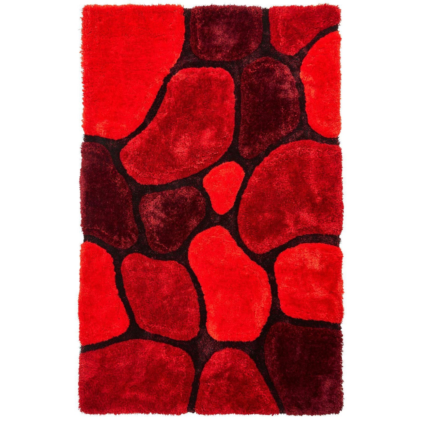 Red 3D Pebbles Shaggy Rug - Hawaii-Bargainia.com