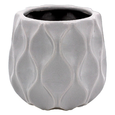 Wave Plant Pot Grey - 14 x 13cm 5010792476315 only5pounds-com