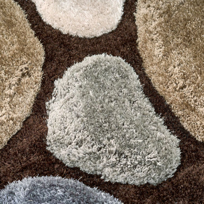 Brown and Grey 3D Pebbles Shaggy Rug - Hawaii-Bargainia.com