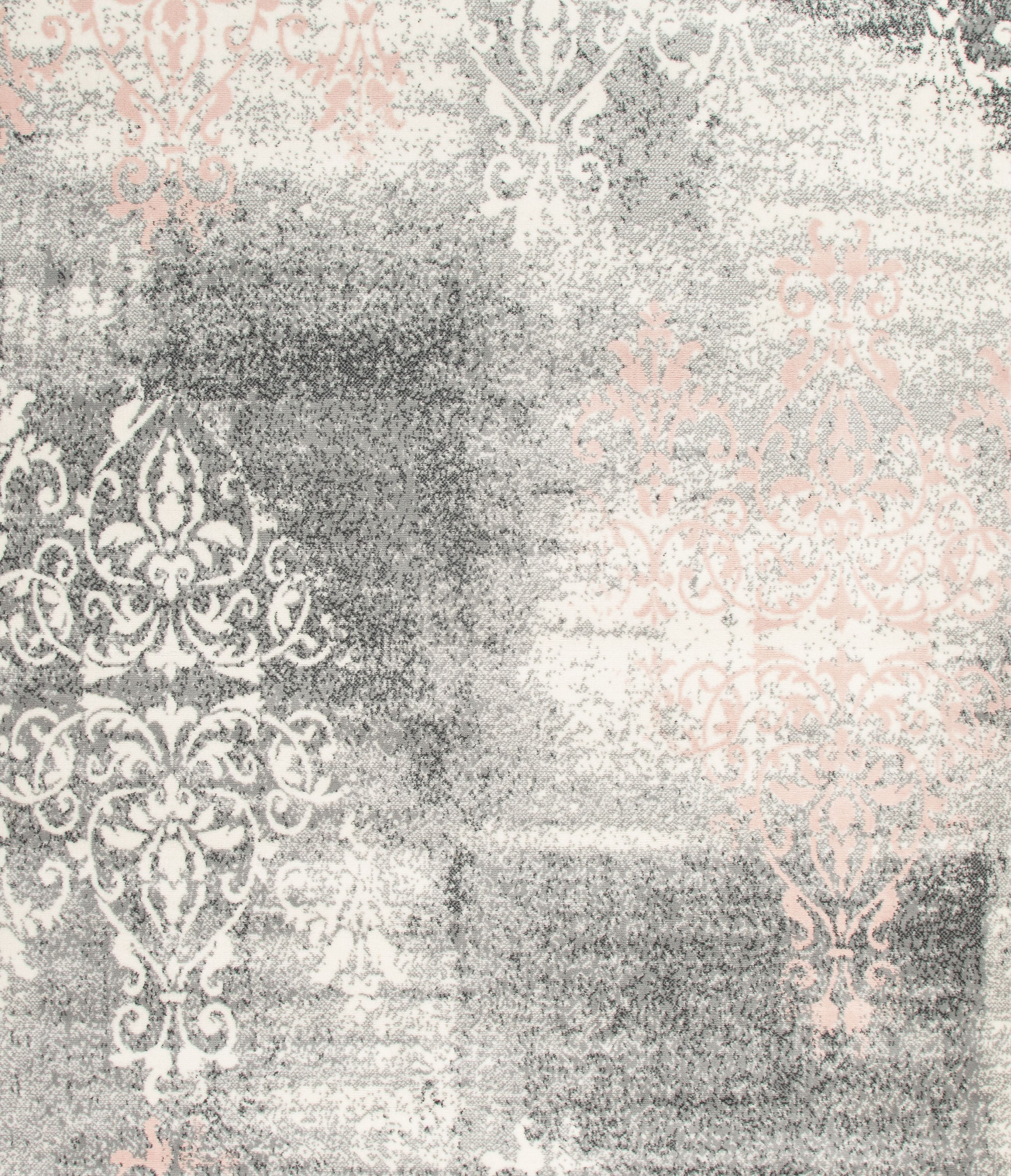 Pink Contemporary Faded Traditional Motifs Design Rug - Texas - Bargainia.com