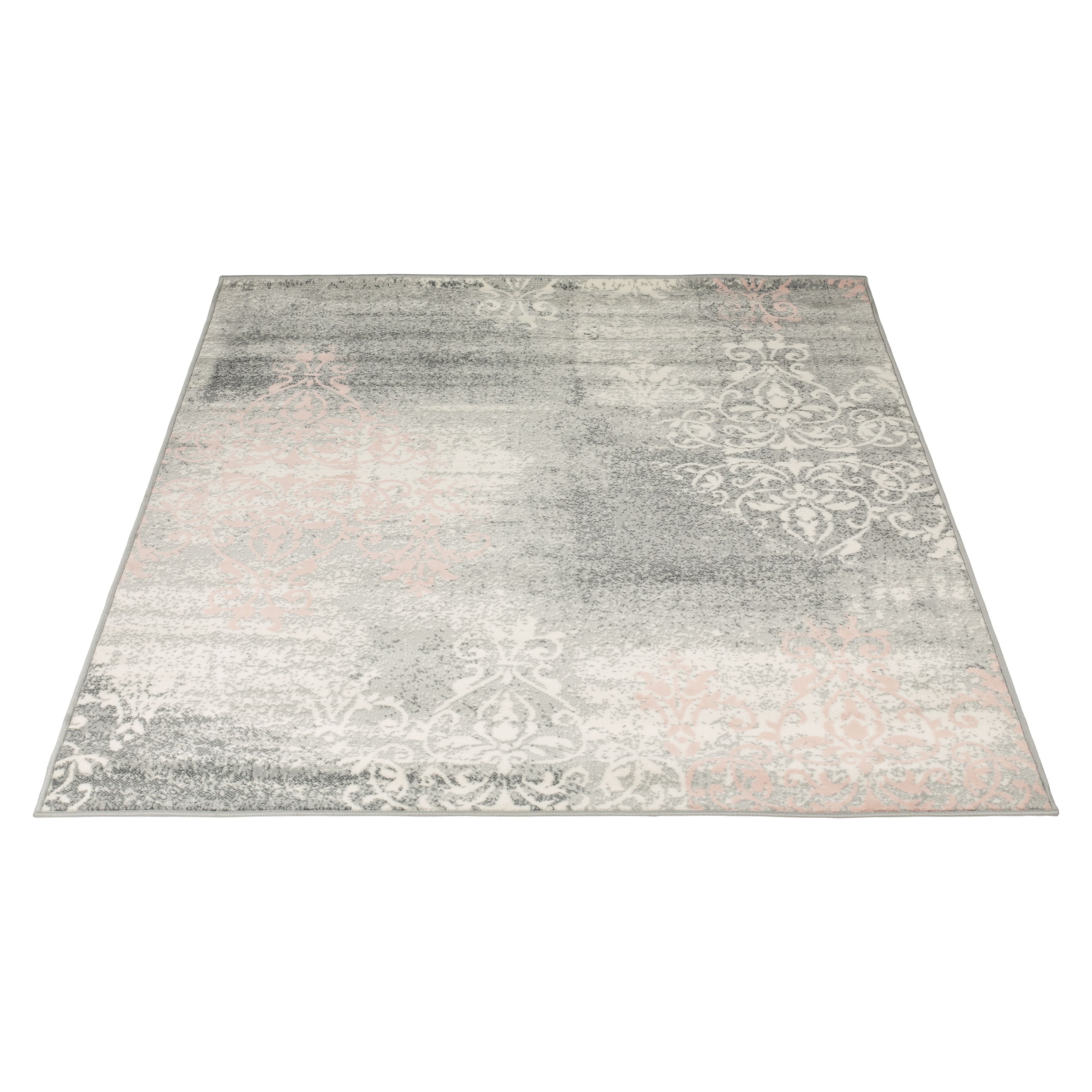 Pink Contemporary Faded Traditional Motifs Design Rug - Texas - Bargainia.com