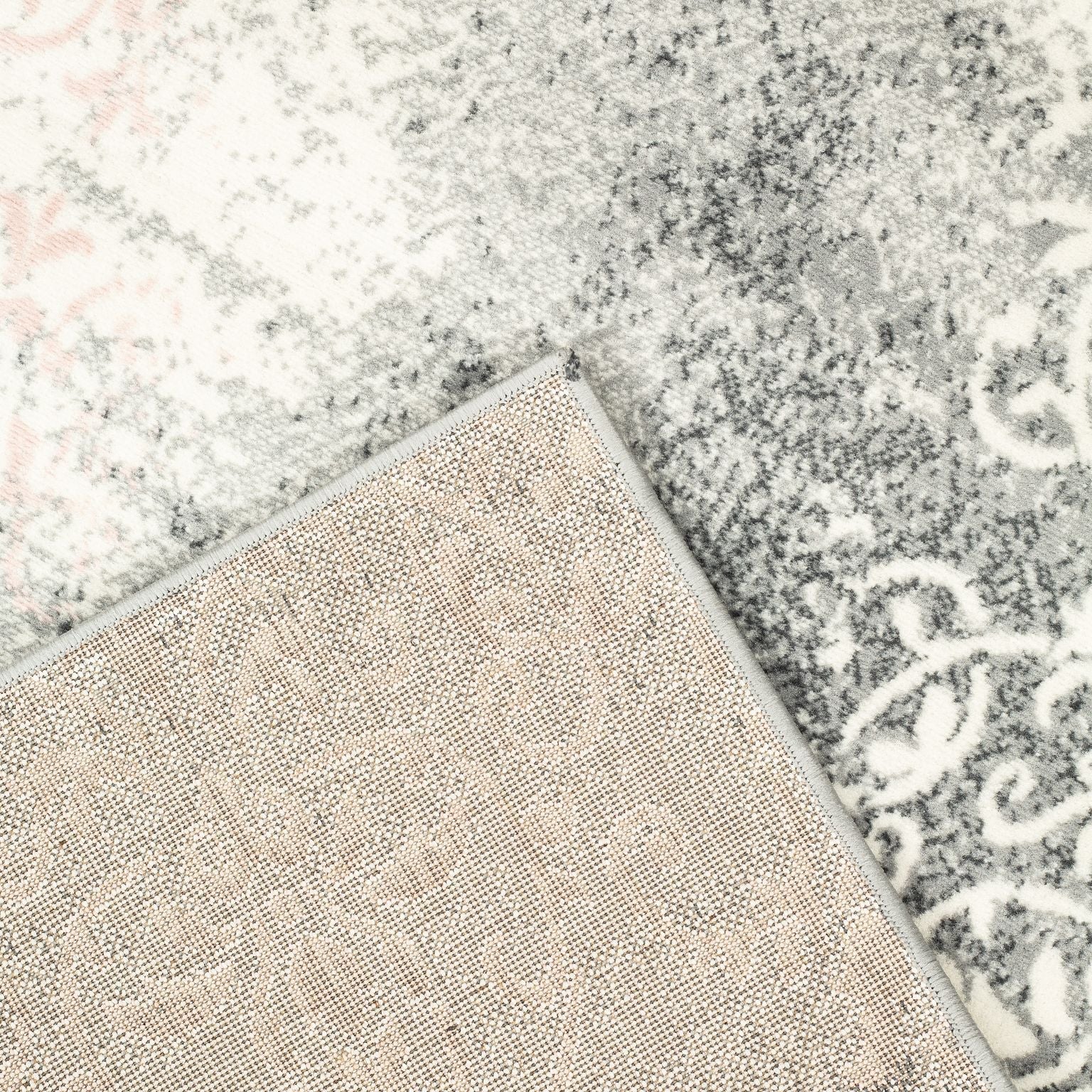 Pink Contemporary Faded Traditional Motifs Design Rug - Texas - Bargainia.com